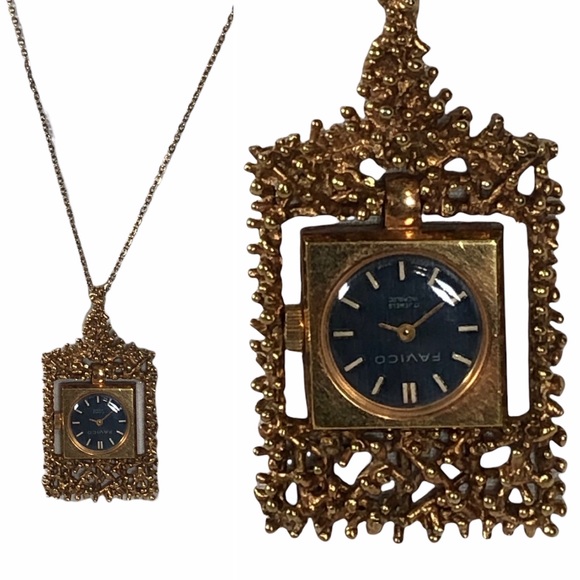Favico Jewelry - Favico Vintage Timepiece Necklace Watch Gold Tone